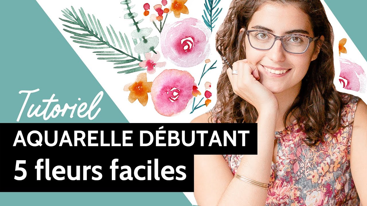 AQUARELLE débutant : tuto 5 fleurs (FACILE)
