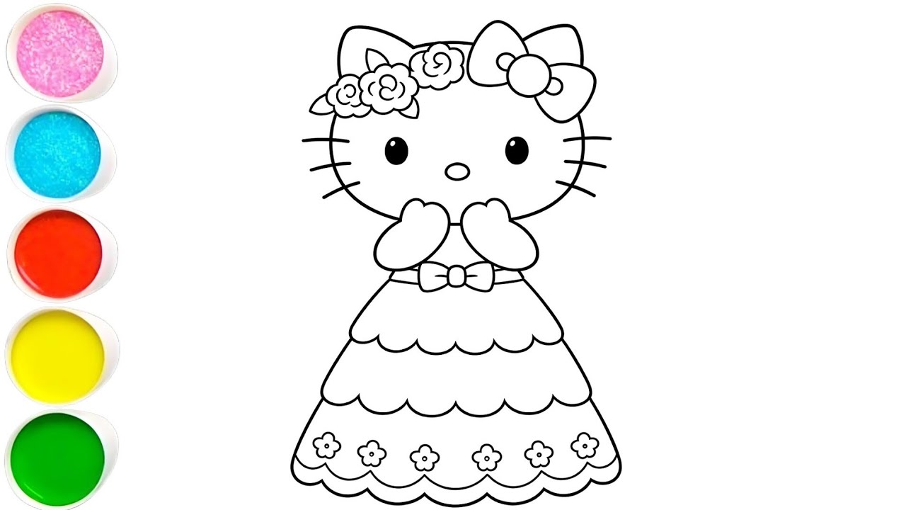 How to draw a easy hello Kitty drawing and coloring for kids and toddler's 