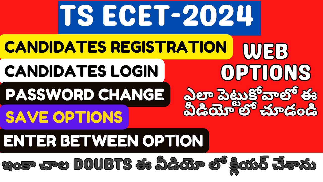 WEB OPTIONS||CONDIDATE REGISTATION||Candidates Login||TSECET2024 WEBCOUNSELLING
