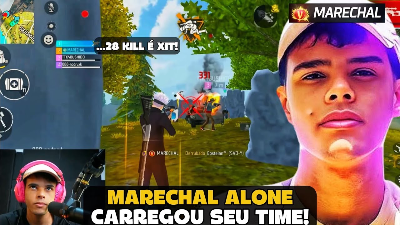 MARECHAL CARREGOU OS ALEATORIOS NA RANK E FEZ 28 KILL!! FREE FIRE - MARECHAL HIGHLIGHTS