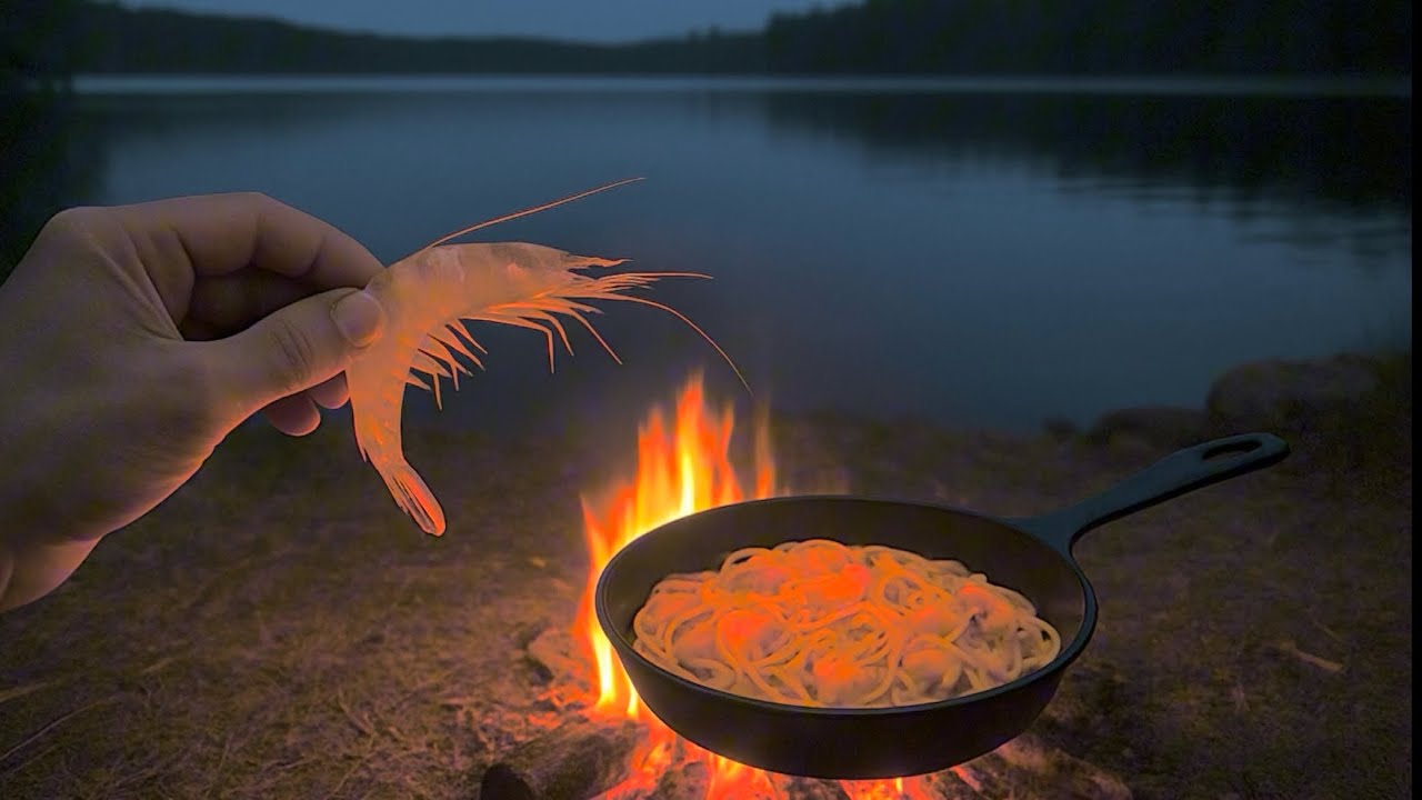 Acampamento em Ilha Deserta 🌴 | Pescaria de Camarão e Peixe + Macarronada no Fogo de Chão