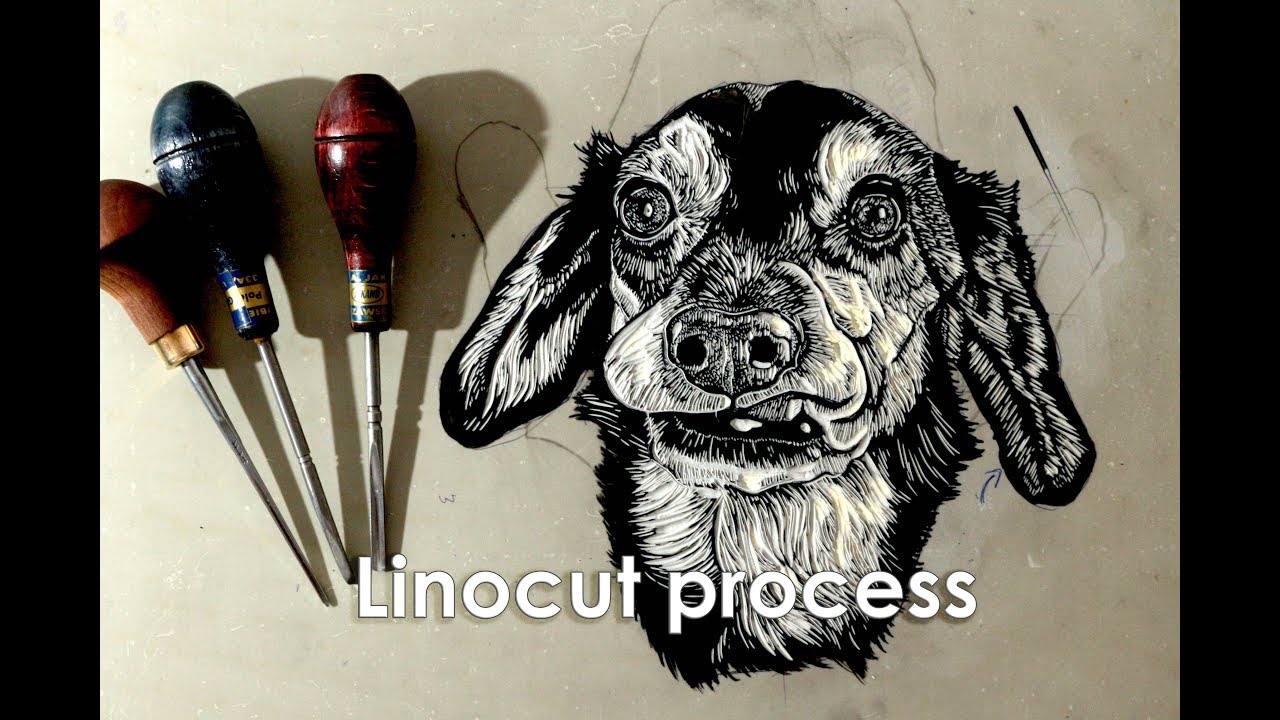 Linocut Process: Charlie | From carving to printing