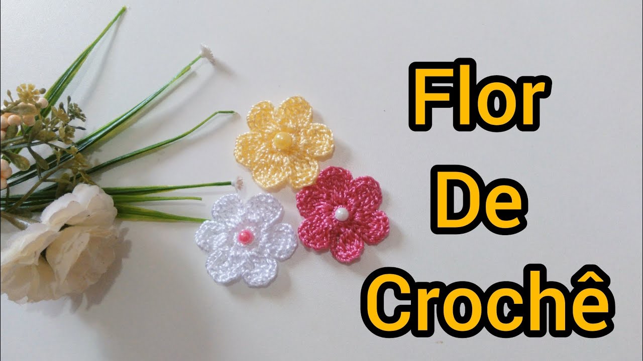 Flor de Crochê Para aplicação Linda e muito fácil 🌸