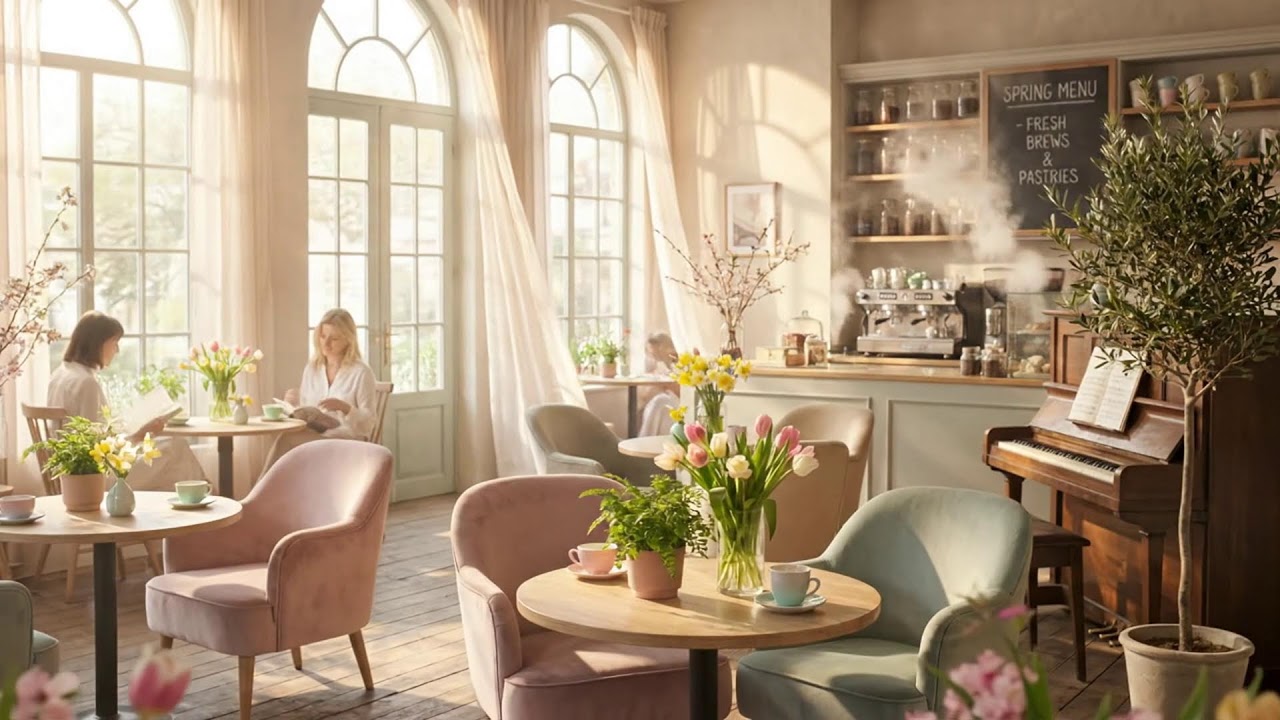 カフェピアノと春のそよ風 🌸🎶 穏やかな朝