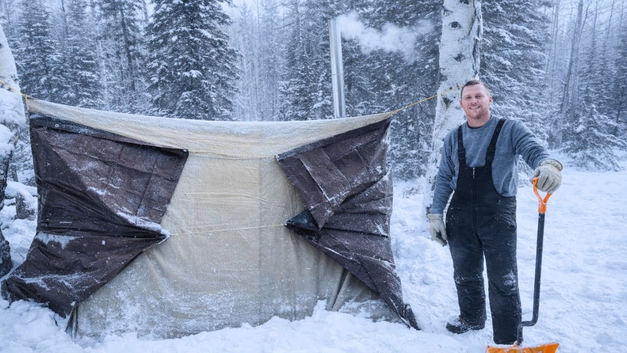 Самодельная жаркая палатка при температуре -2°F (-19°C): экстремальный зимний кемпинг!