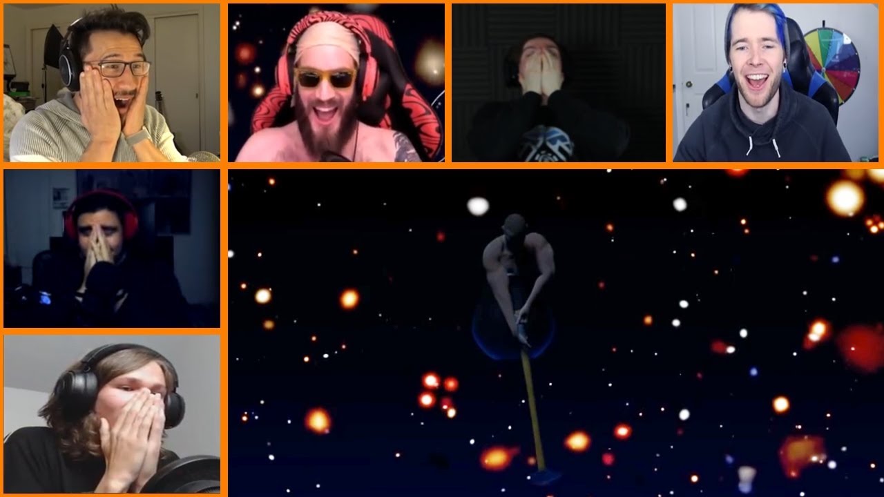 Let's Players Reaction To Beating Getting Over It | Getting Over It With Bennett Foddy