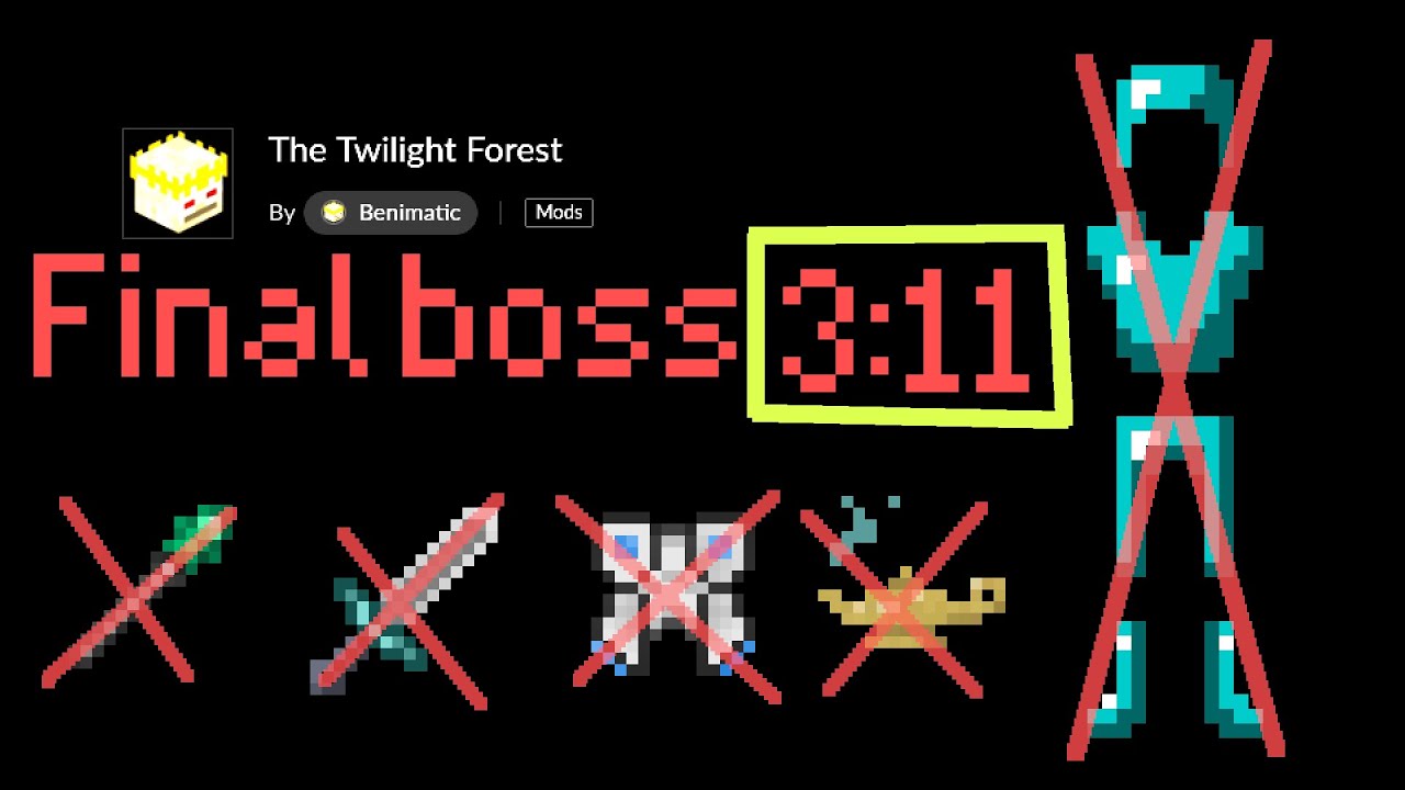 Twilight Forest final area + boss speedrun (3:11) BUT...