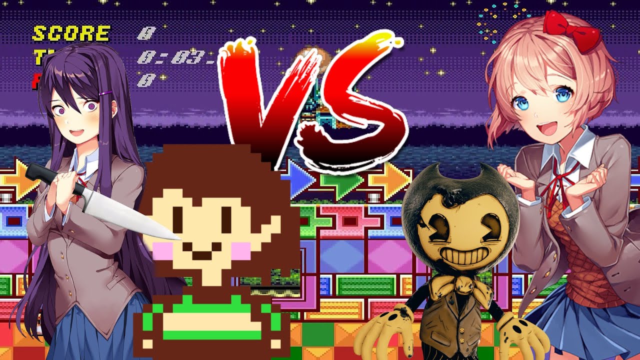 Sayori and bendy V.S. Yuri and Chara Sonic.exe Dimensional Coalescence