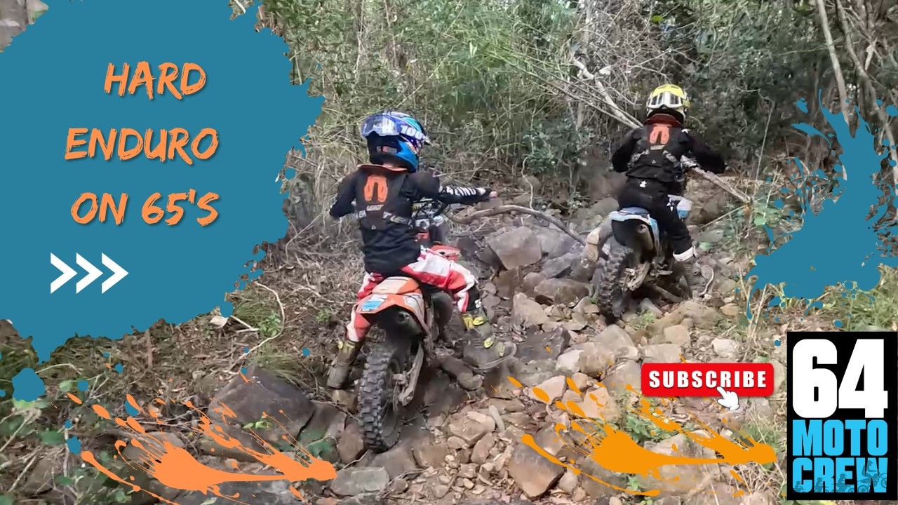 Hard Enduro on 65's through an abandoned track at the back of the campsite.