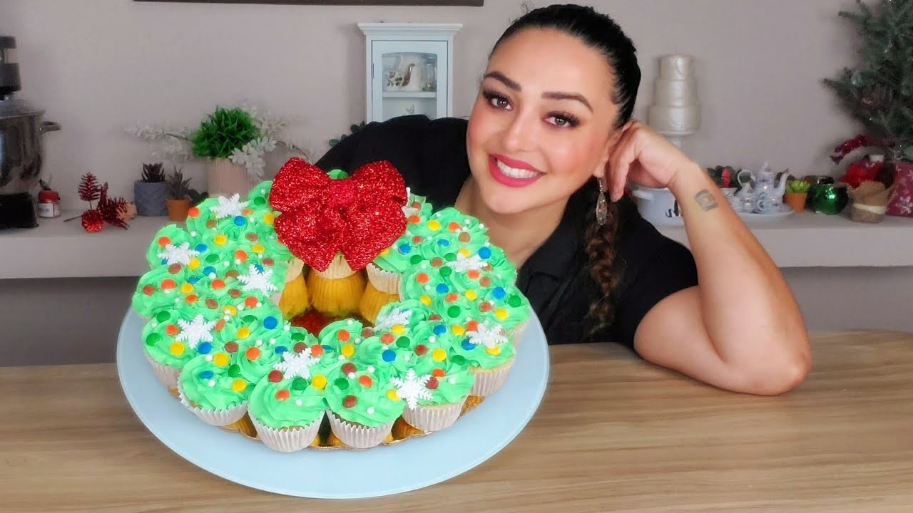 Corona NAVIDEÑA 🎄 Cupcakes de PLATANO Paso a Paso En Vivo 🔴