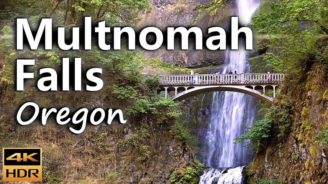 Multnomah Falls, a 189 meter high waterfall on the Columbia River / Oregon, USA / 4K HDR