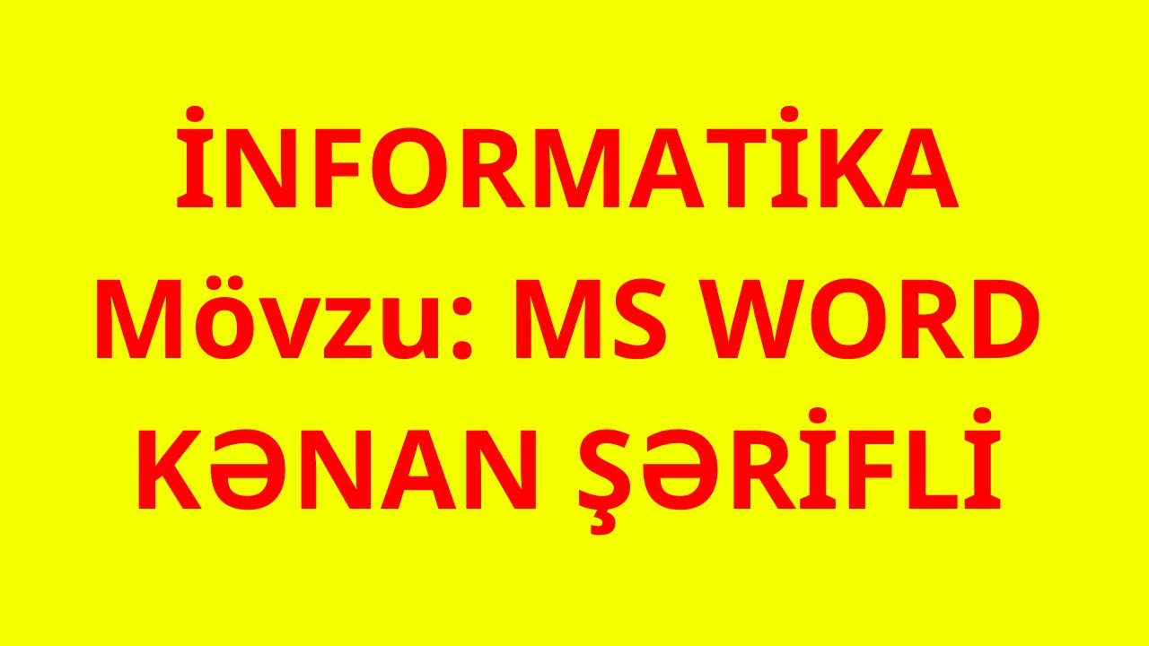 MS Word - Qısa Yollar