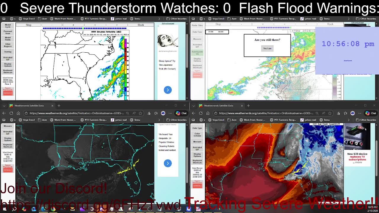 🔴SECOND DAY OF SEVERE WEATHER!!! FL STORMS! (Day 2/2) Live 2/15/2026🔴