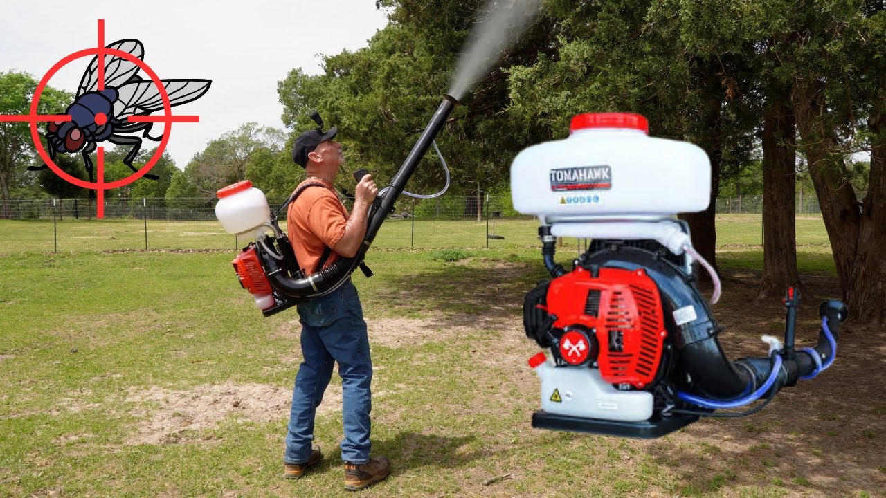 Tomahawk fogger, pasture test. Fly and mosquito control for the livestock.