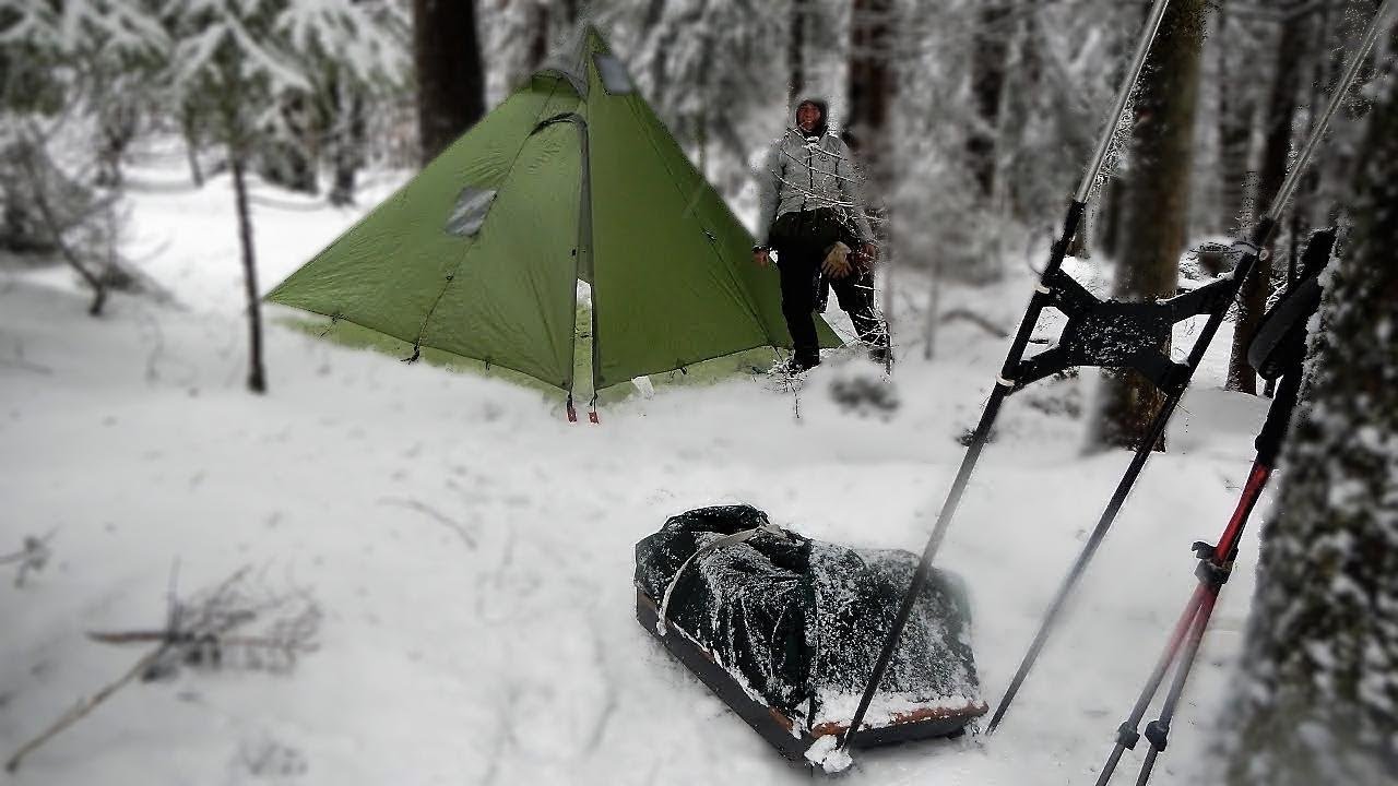 Self-made Pulk and Sil-Nylon Tipi for Winter Bushcraft