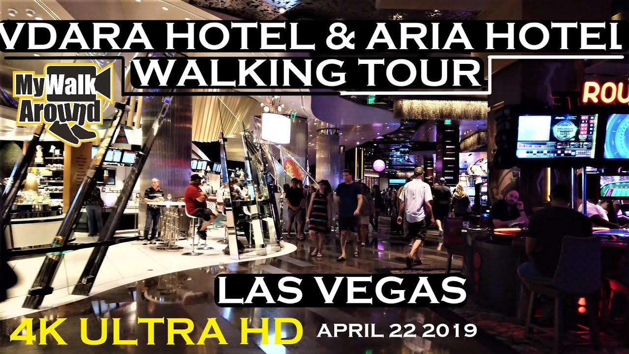Vdara and Aria resort and casino in Las Vegas (walking tour in 4k)