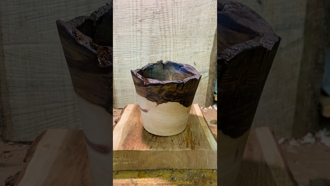 Wood turning a natural edge inside out bowl in beech #art #woodworking #woodturning #wood #handmade
