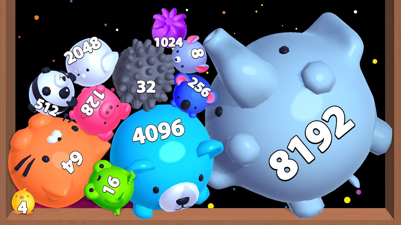 JELLY MERGE 3D - Желе 2048, Слияние Животных 3D, Слияние Капель 3D, Яркий ASMR геймплей, 2048 Желе