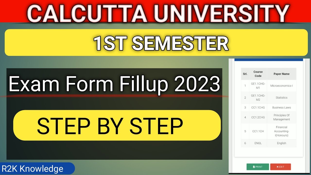 CU 1ST SEM  EXAM FORM FILLUP 2022|  CU EXAM FORM FILLUP PROCESS | 1st semester exam form Fillup 2023