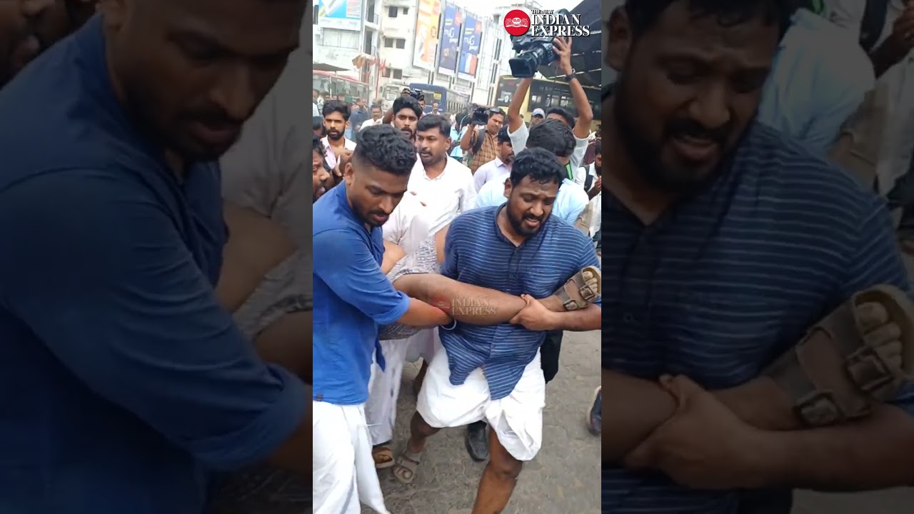 YC workers protest by putting up posters of KB Ganesh Kumar at KSRTC Central Bus Terminal T'puram.