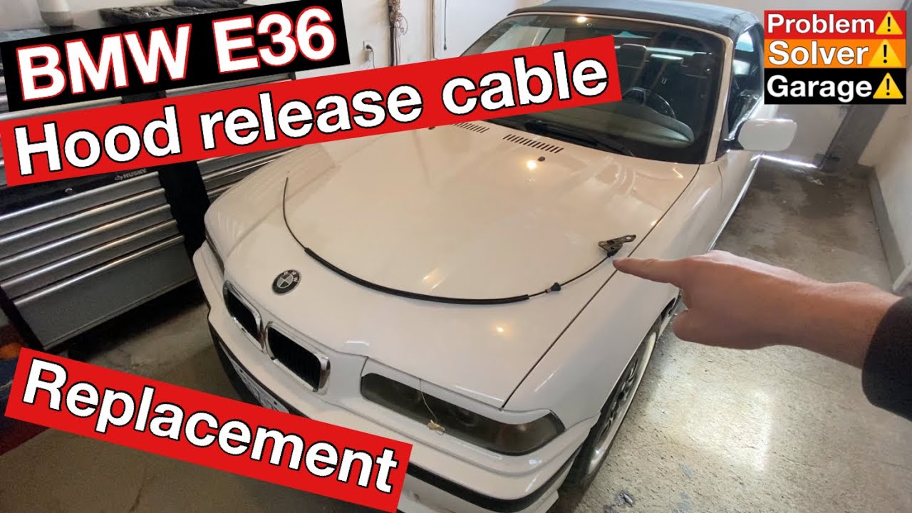 BMW e36 Hood release cable replacement. How to change hood release cable BMW E36.