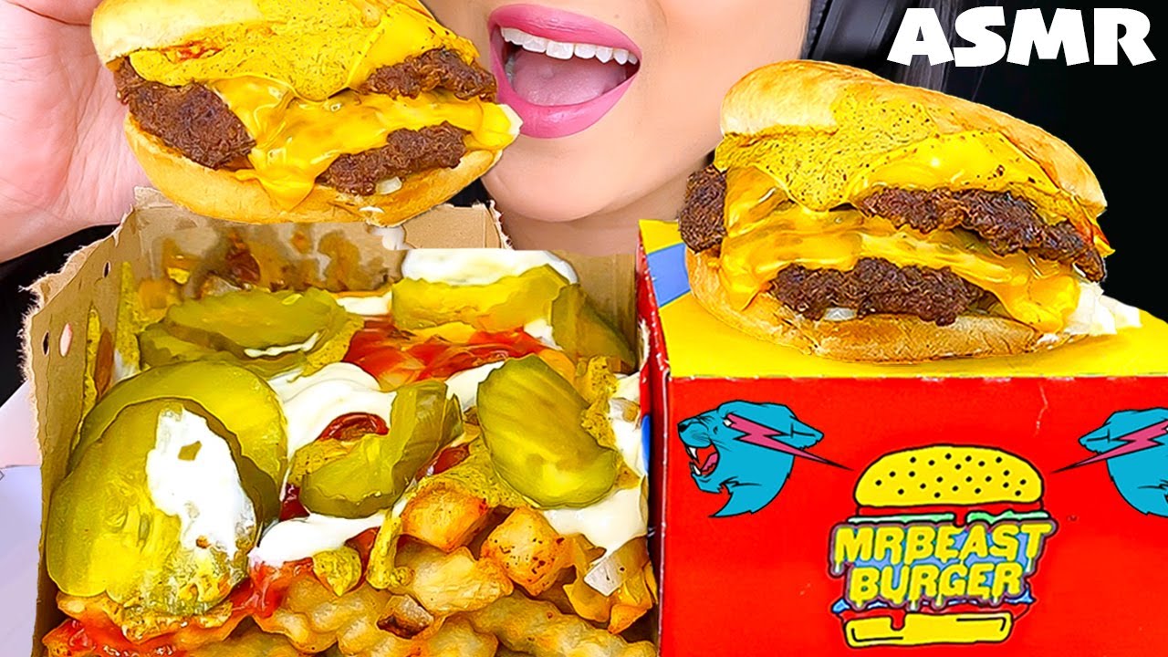 ASMR MrBEAST BURGERS & BEAST STYLE FRIES MUKBANG (EATING SOUNDS) ASMR Phan