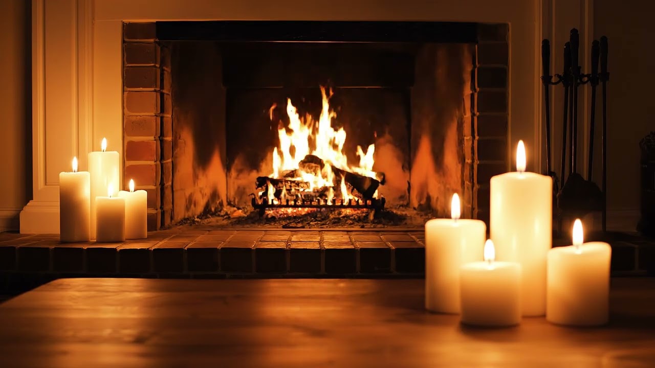 Elegant Fireplace Ambience 🕯️ Cozy Candlelight Fire Sounds for Reading & Relaxation