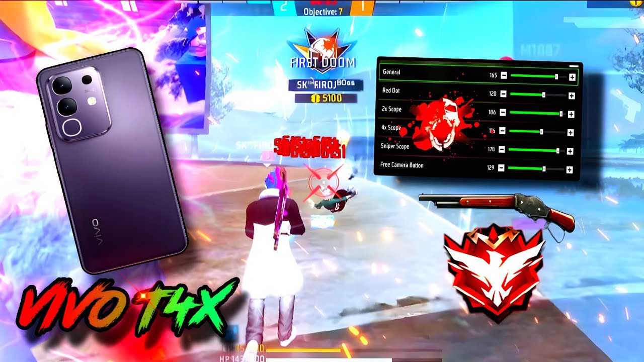 Vivo T4x 5G free fire sensitivity setting ⚙️ | Vivo T4x 5G free fire headshot setting ⚙️