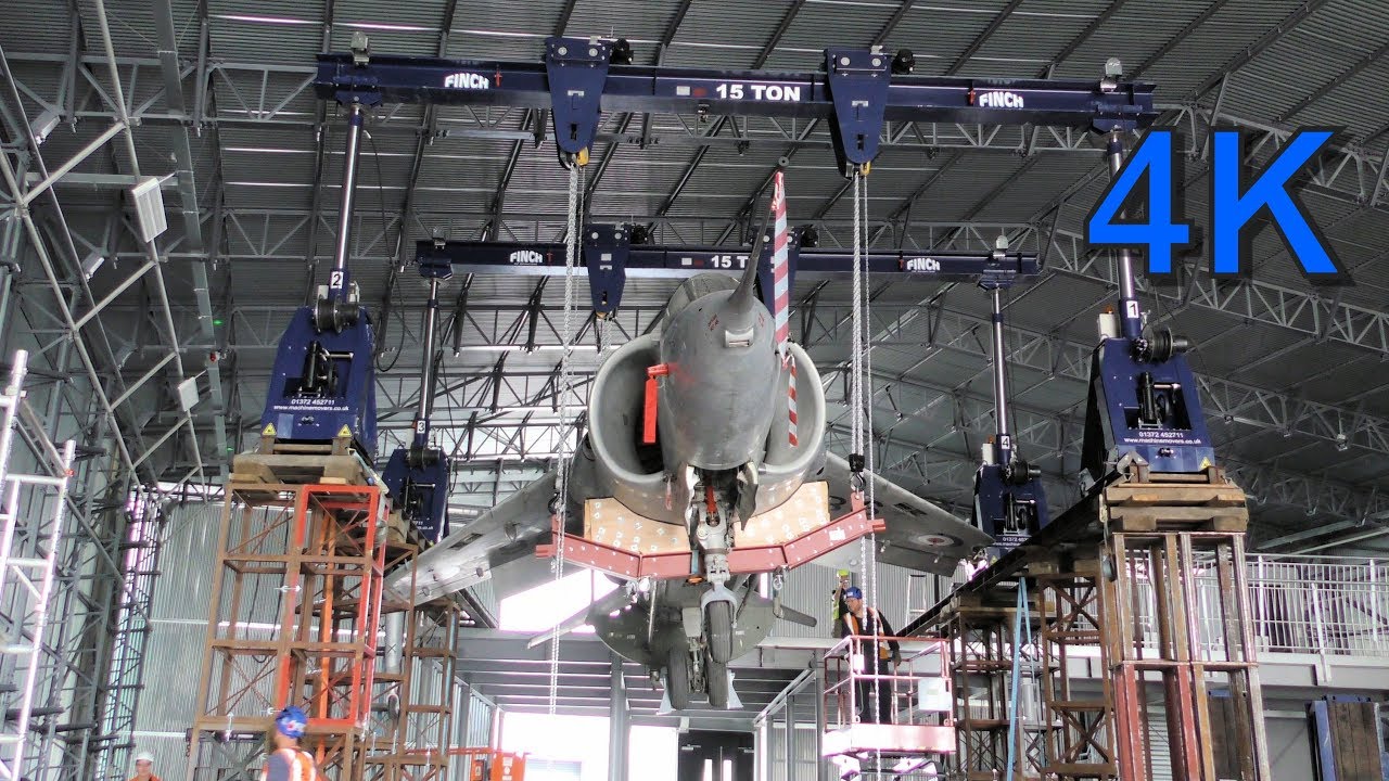 Hawker Siddeley P.1127 Kestrel XP984 being lifted in to place at Brooklands Museum (4K)