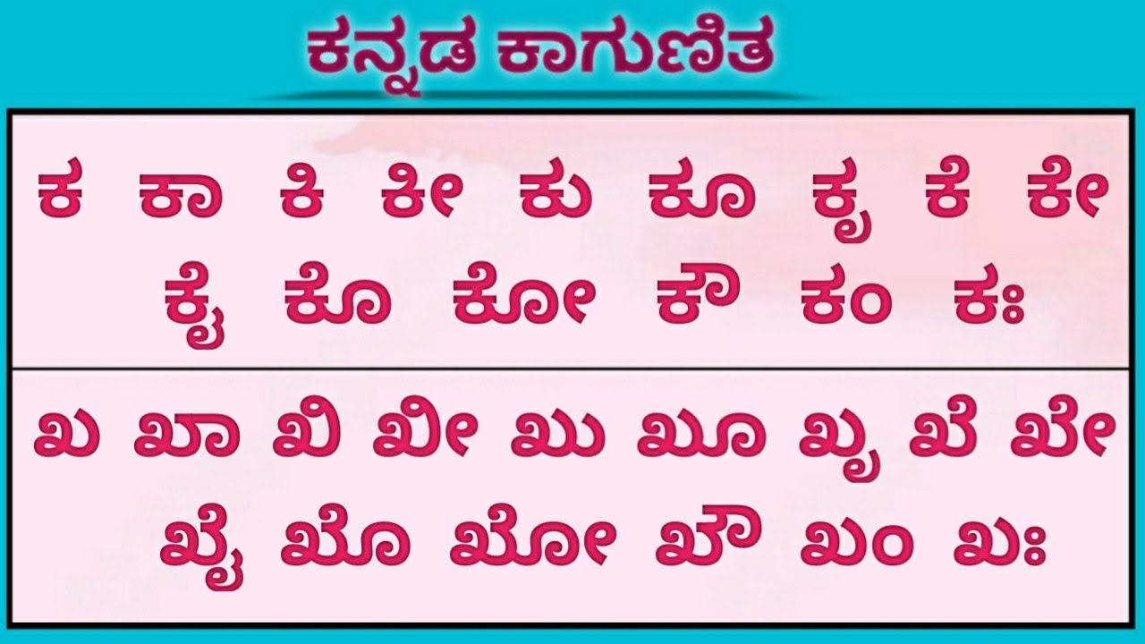 Kannada kaagunita | kagunita/kannada gunitakshara  ka kaa ki kee full | ka to lla kagunitaksharagalu
