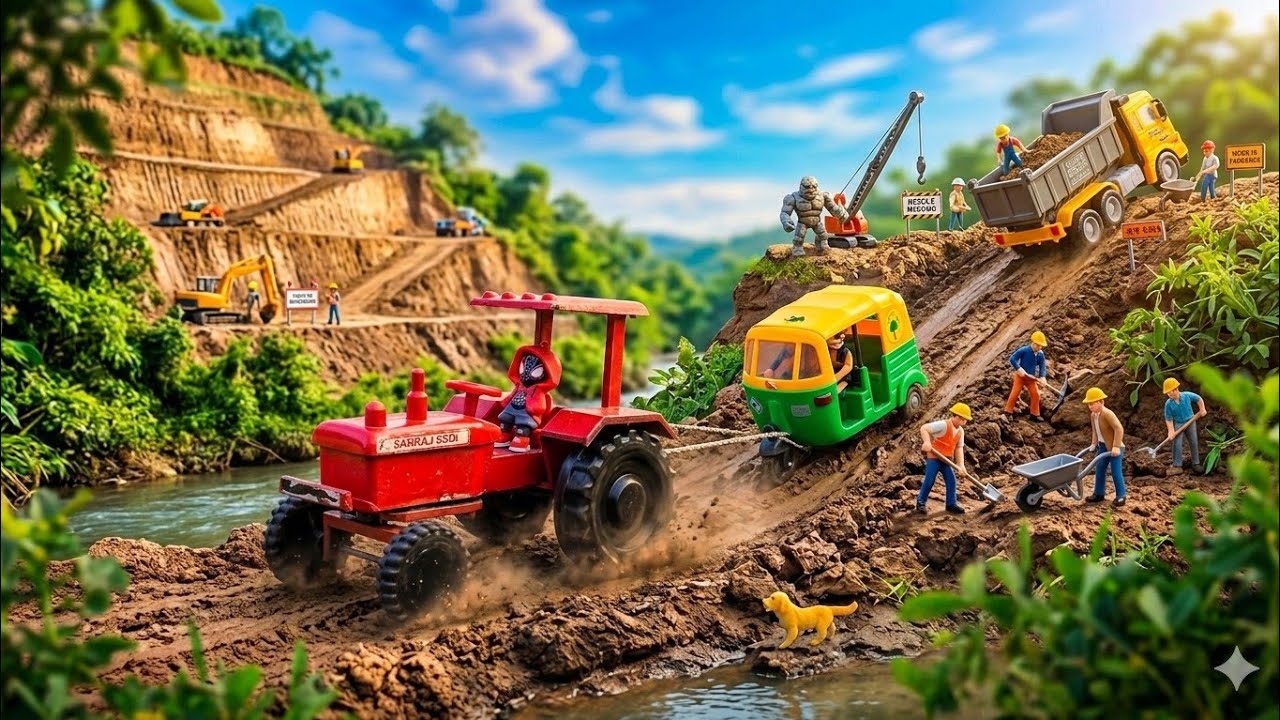 OMG! Toy Dump Truck Stuck in Deep Mud 😱 | Tractor Rescue Mission! Tata truck ashok ley land JCB Rc 