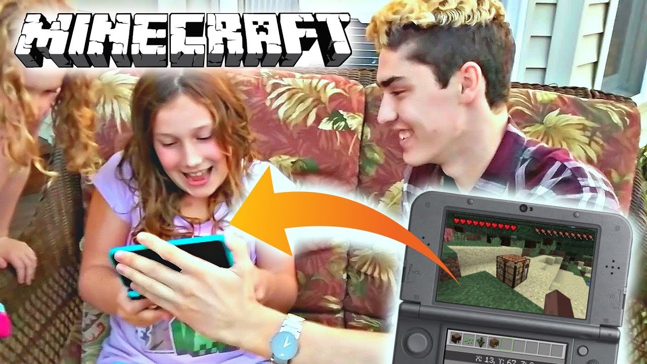 Surprising my little sister w/ Minecraft on the 3DS!! (she can FINALLY play!)