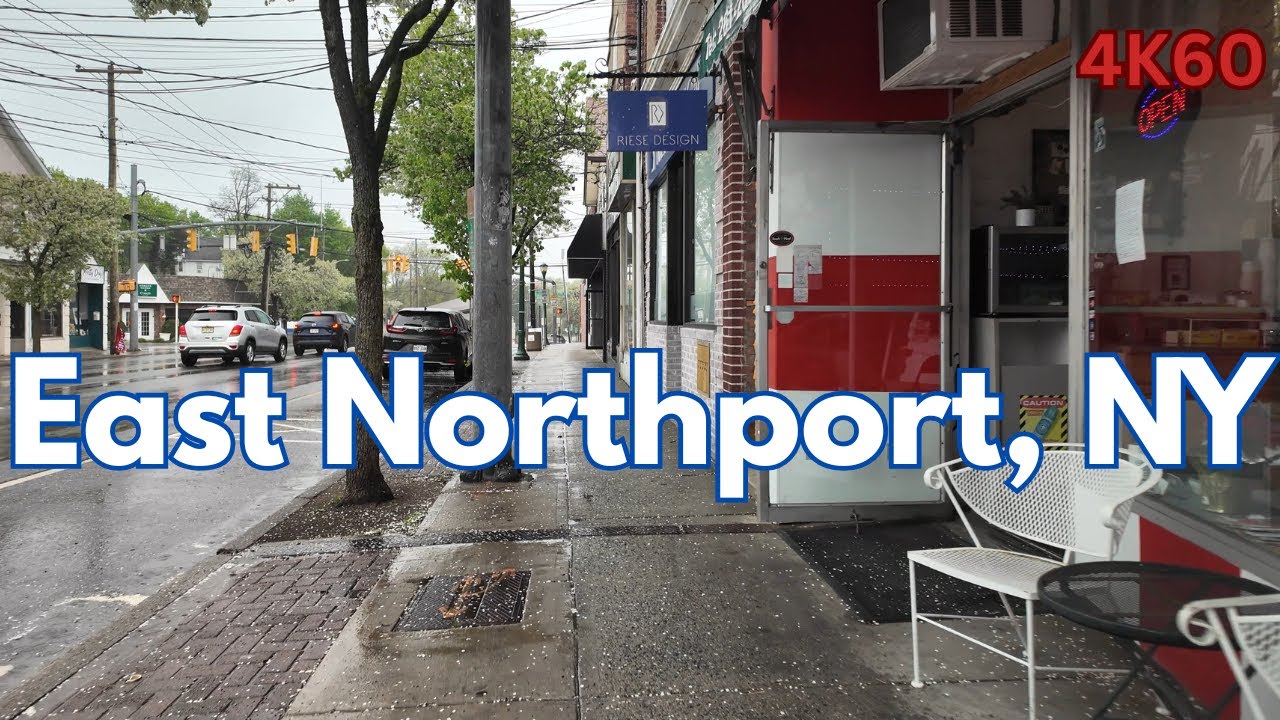 Peaceful Walk in East Northport, NY☔Spring Rain in 4K60