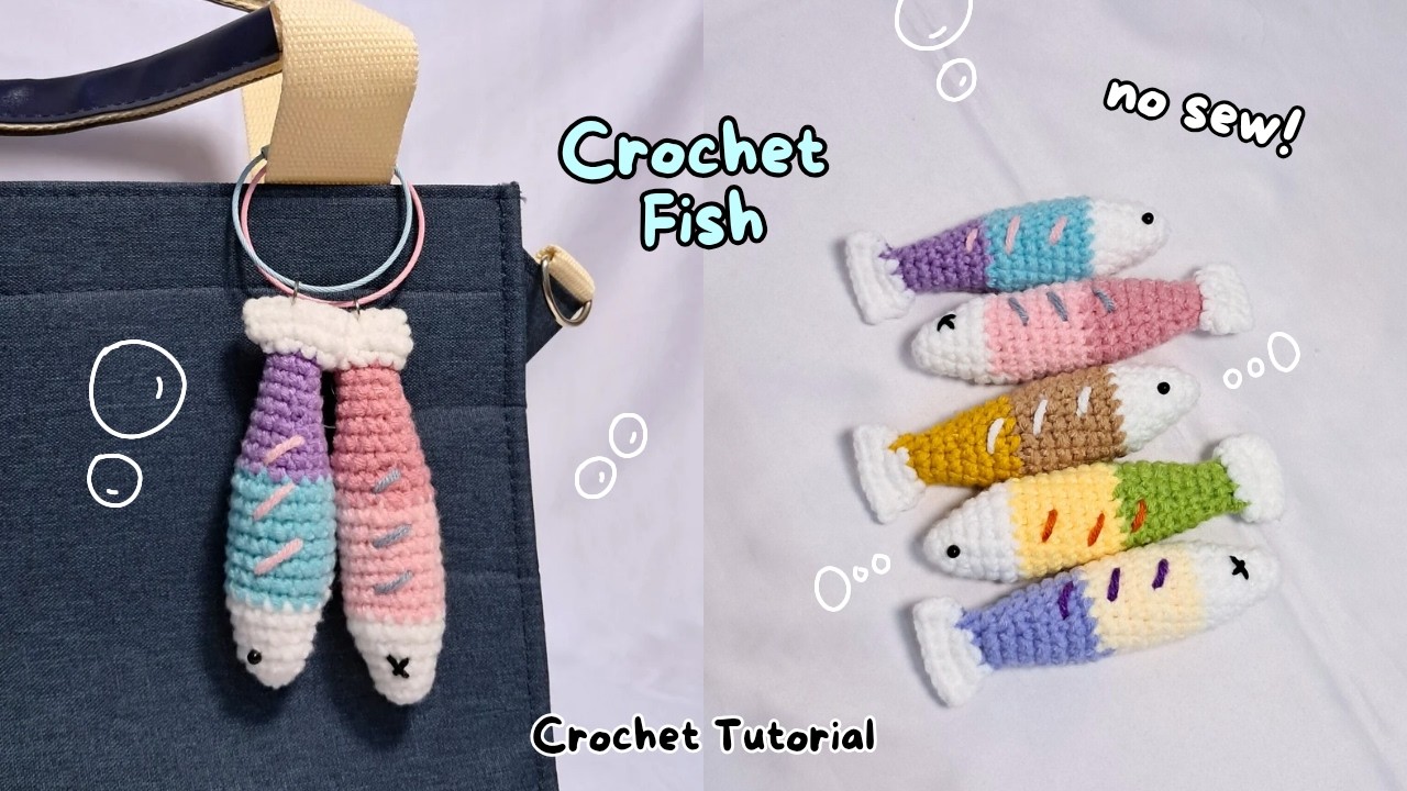 no-sew fish keychain ver. 2 | easy crochet tutorial for beginners