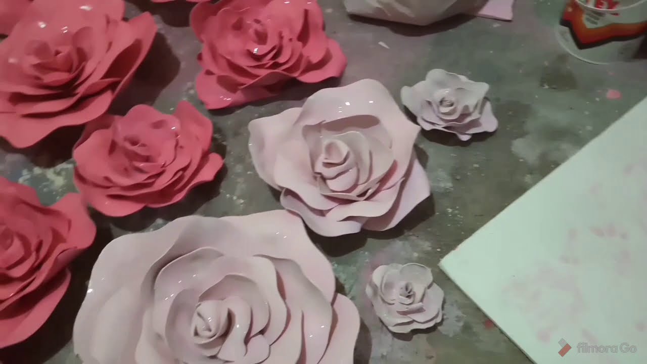 Step by step (tutorial) rose flower dari spon eva (spon hati)