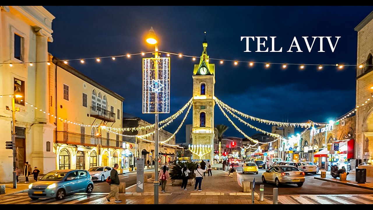 Hanukkah and Christmas lights in Jaffa, Tel Aviv–Yafo, Israel 2025