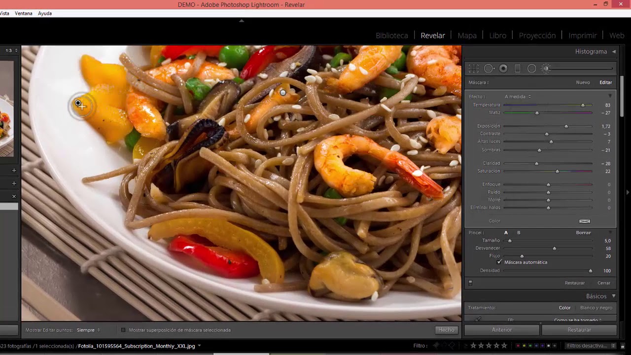 Curso Intensivo de Photoshop Lightroom 27 - Retoque de comidas con filtros graduados 2 de 2