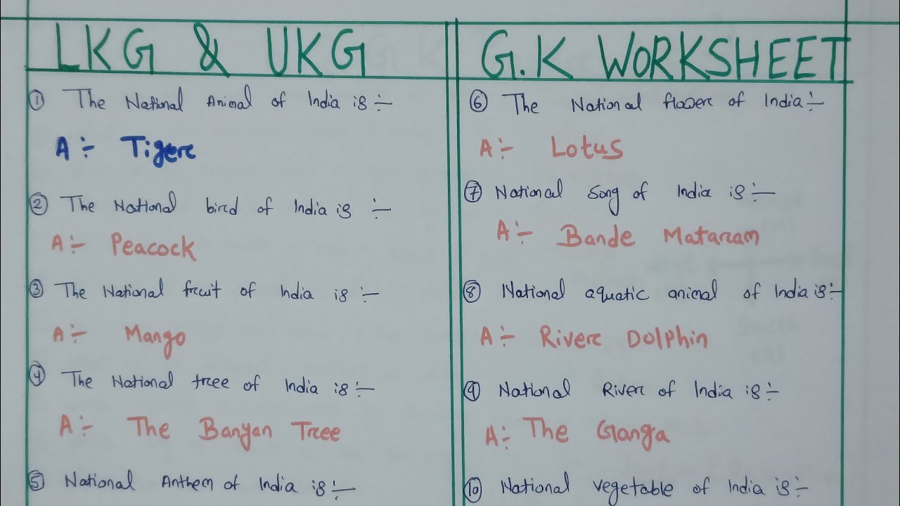 LKG AND UKG GK PRACTICE SET || LEARN GK FOR LKG UKG KIDS