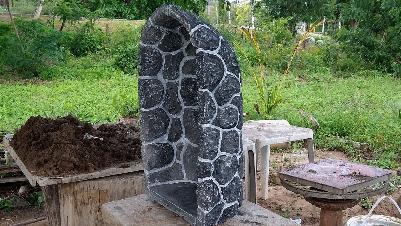 Gruta de cimento, estilo pedra, capelinha de concreto, oratório rustico