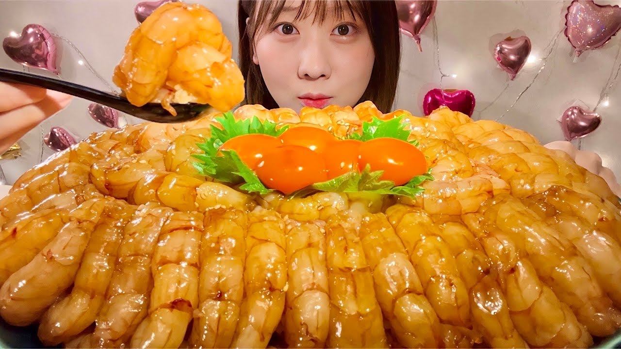 ASMR Соевые маринованные сырые креветки и рис【русские субтитры】【Mukbang/ Eating Sounds】