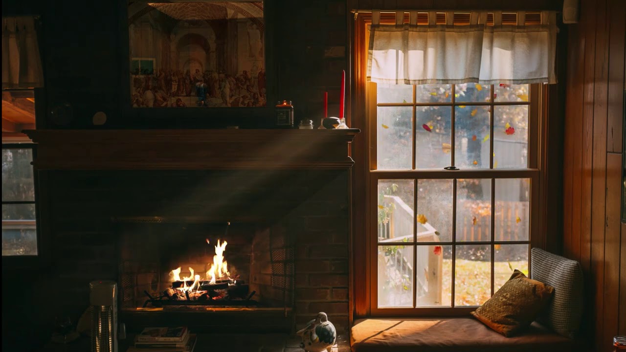 Relaxing String Instruments 🎻 Heavenly Violin & Cello 🔥 Fireplace Music Instrumental