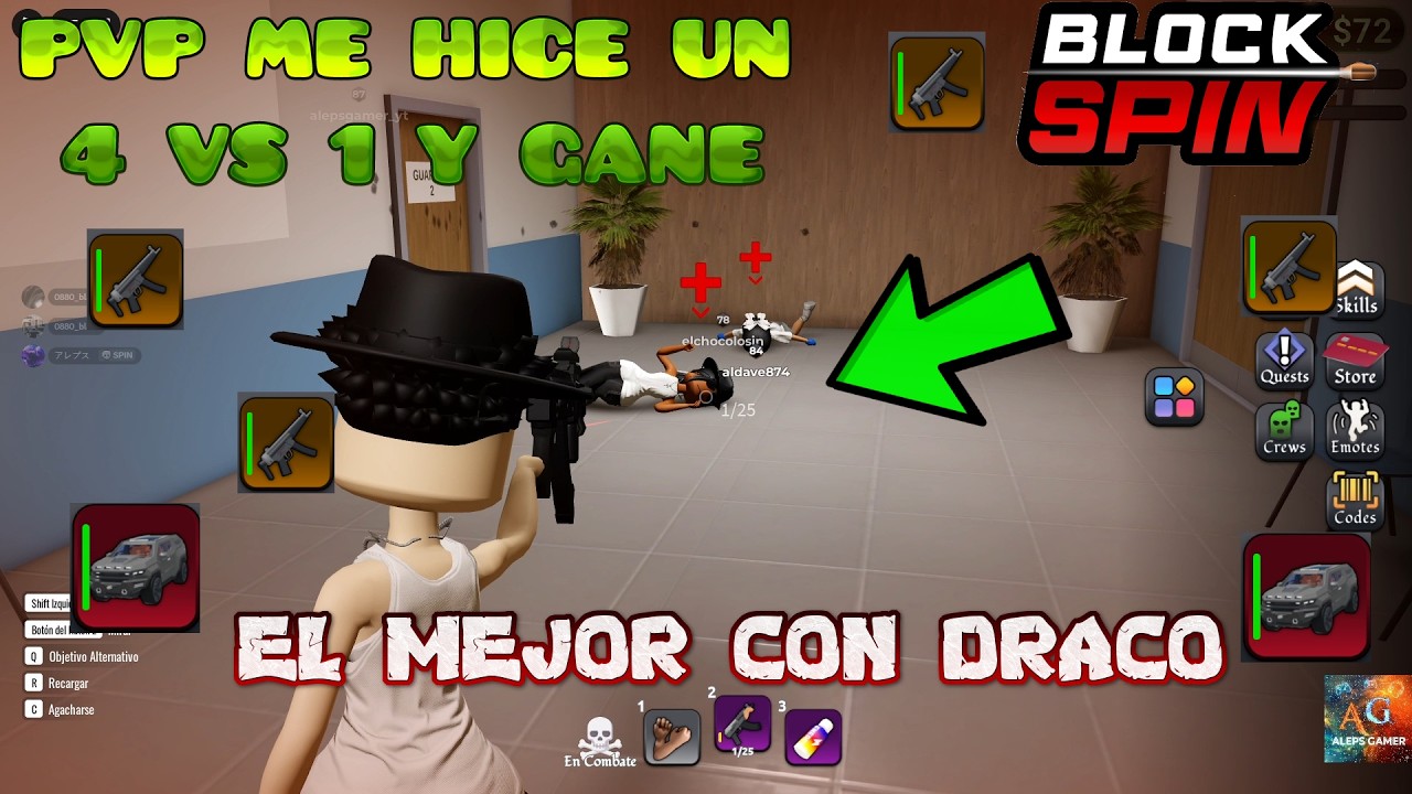 🔥BLOCK SPIN🔥👀PVP ME HICE UN 4 VS 1 Y GANE💥