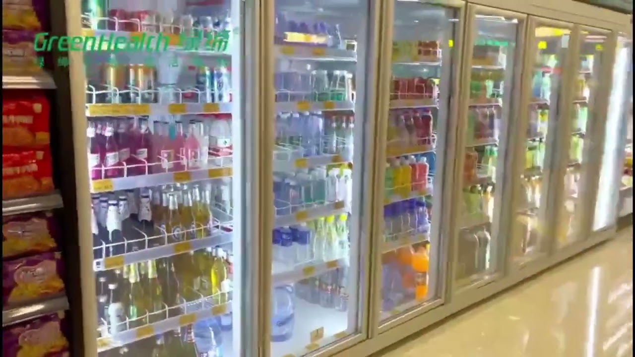 Large Supermarket Commercial Vertical Glass Door Refrigerator Remote Type