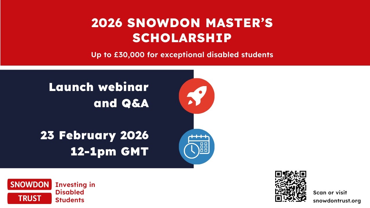 Snowdon Master's Scholarship Launch Webinar and Q&A, 23 February 2026