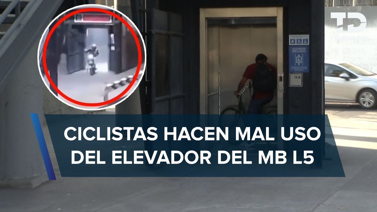 Reportero exhibe a ciclista que hace mal uso del elevador del Metrobús y recibe una seña obscena
