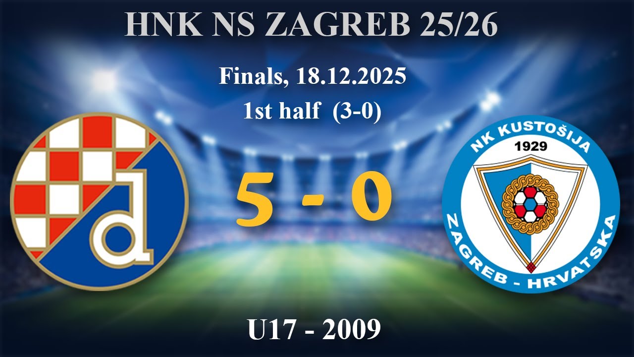 2. 2009 U17  Dinamo 5 (3)-(0) 0 Kustošija, HNK NS ZAGREB - Finals, 1st half, 18.12.2025 #hnk