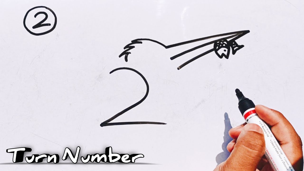 How To Make A Kingfisher Drawing Step By Step Easy | How To Draw A Cute Bird From 2 Number