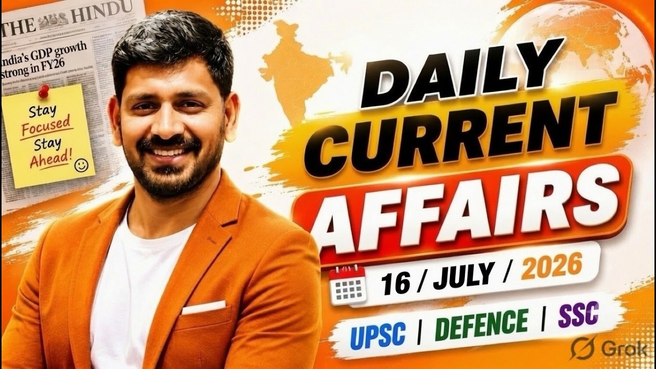 16 July 2026 Daily Current Affairs by Vishal Sir for all One day & UPSC Exams