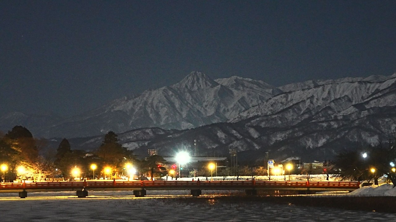 厳冬期 月夜の高田城址公園