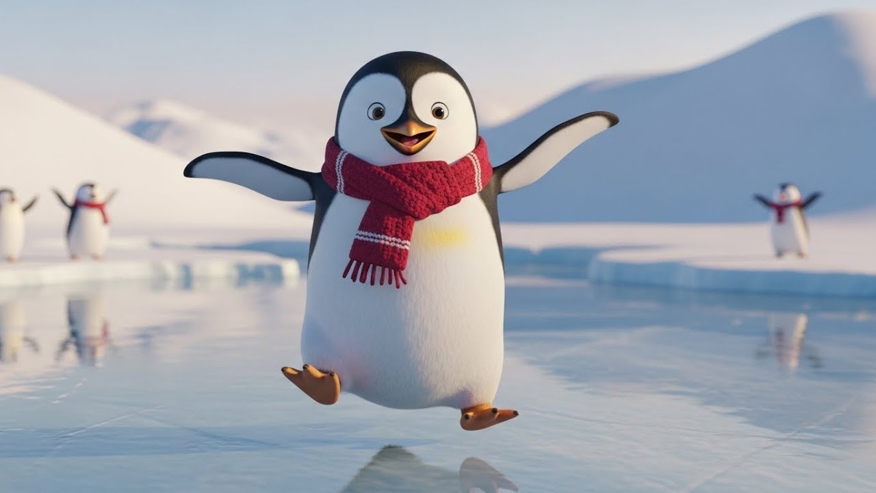 Пять счастливых пингвинов соревнуются на льду 🐧❄️🏆 | Мультфильм для детей и весёлые гонки